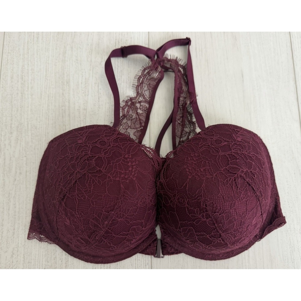 Victoria's Secret‎ Very Sexy Front Close Lace Shine Strap Push-Up Bra Sz 36DDD